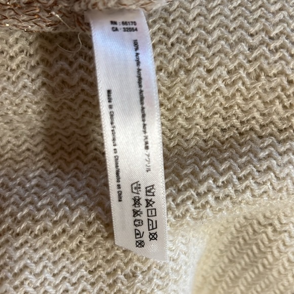 Cream with brown strip with rose gold thread Poncho - Picture 9 of 9